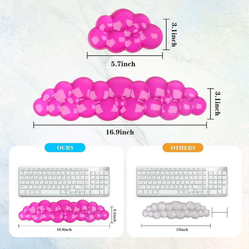 KEPUTAIER Gel Cloud Keyboard and Mouse Wrist Rest, Cute Wrist Support and Arm Support Keyboard Rest for Keyboard and Mouse Typing Pain Relief，Suitable for Office/Computer/Laptop/Gaming (Transparent Red) - Image 5